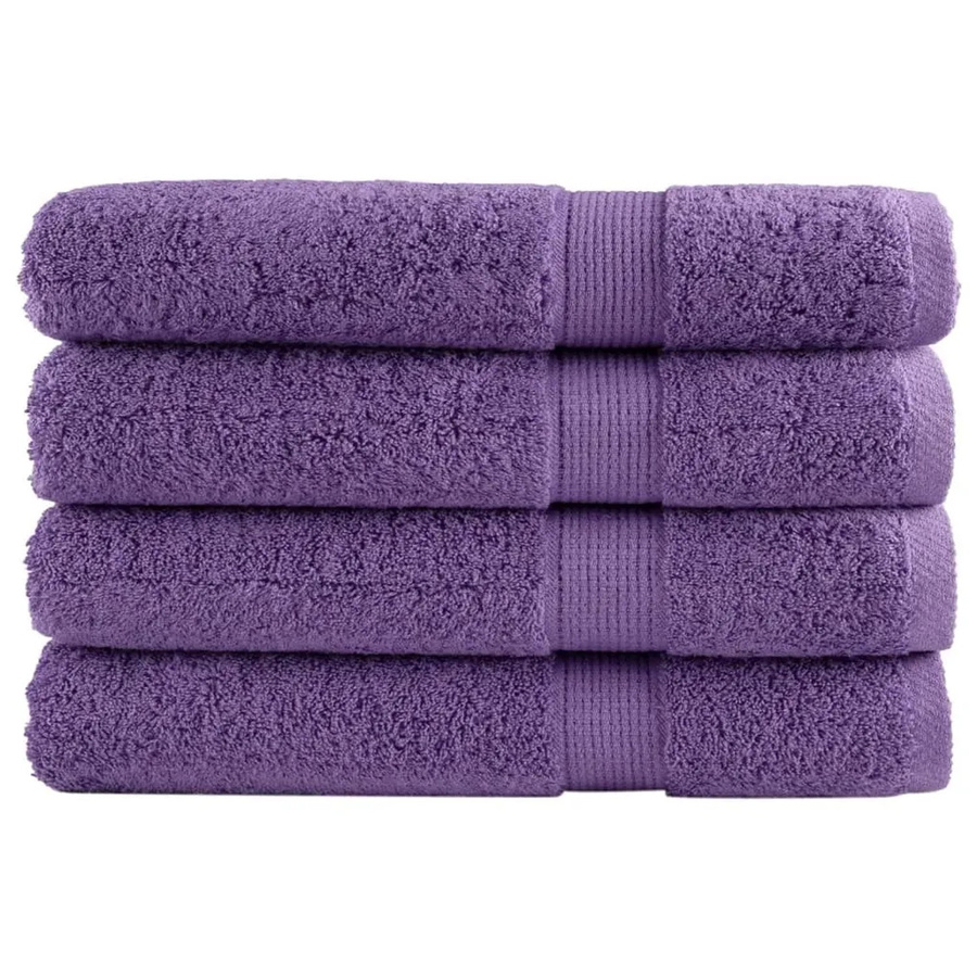 vidaXL Premium-Handtuch-Set 4 Stück aus 100% Baumwolle in Lila, 600 g/m2, B/H: 100 x 200 cm - Bild 2