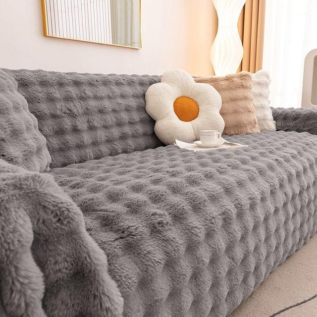 Super Six Sofaüberwurf aus verdicktem Kaninchen-Samt und Plüsch, rutschfest, B/B: 180 x 130 cm - Bild 1