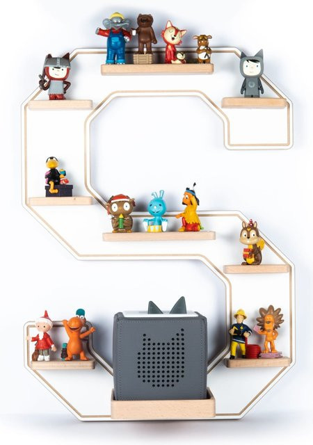BOARTI Kinderregal Buchstabe S aus Holz als Wandregal für Toniebox und Tonie Figuren mit Magneteinsätzen, H x B x T: 54 x 40 x 19 cm - Bild 1
