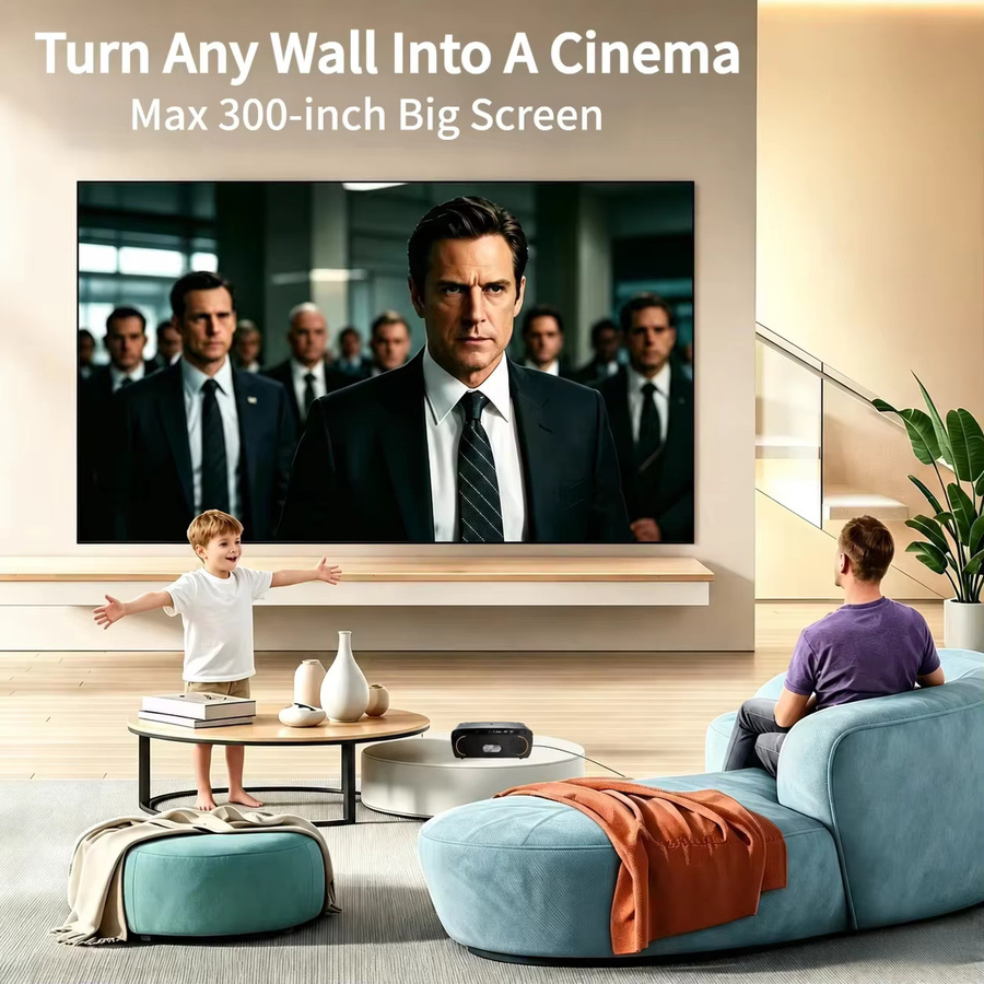 CWEUG Heimkino Projektor mit Google TV, 4K UHD Native 1080P, 4200 ANSI Lumen, TOF Autofokus und Dualen Lautsprechern, Schwarz - Bild 6