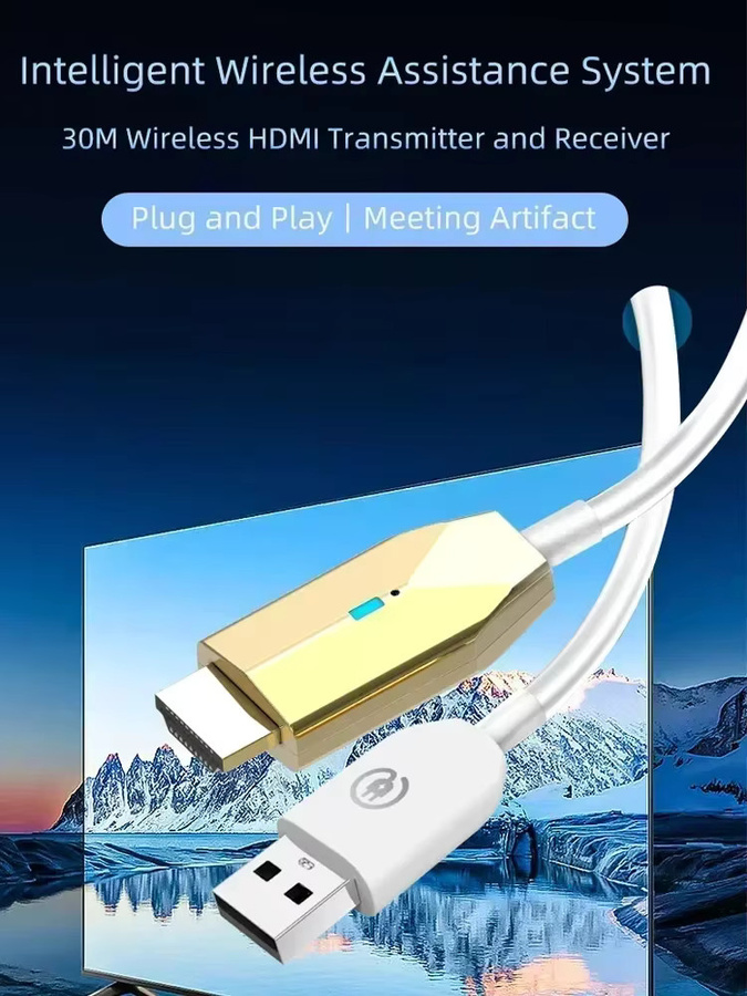 VIKEFON Kabelloser HDMI Video-Sender und Empfänger in Weiß, 1080P Full HD Display-Dongle und AV-Adapter für PC und Laptop zu TV - Bild 6