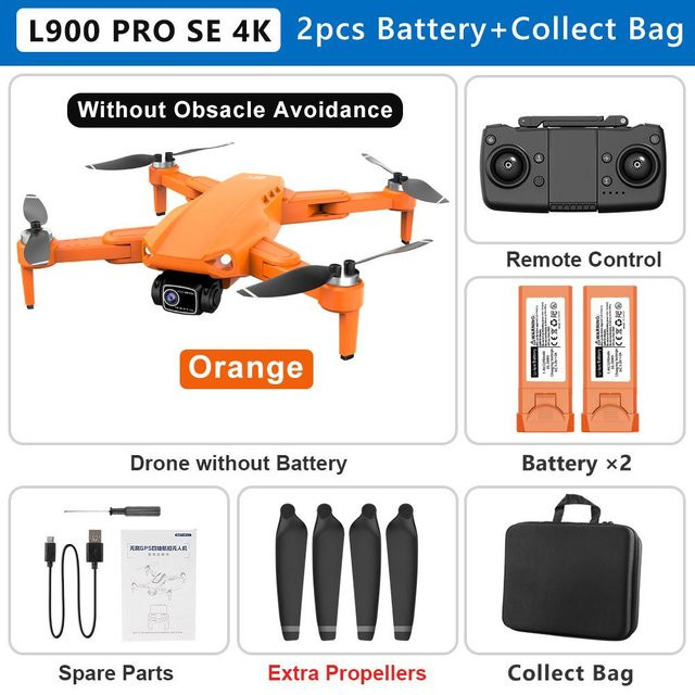 LYZRC L900 PRO SE Drohne 4K mit GPS, 5G WIFI, bürstenlosem Motor und Dual Kamera, faltbarer Quadcopter mit FPV und Smart Folgen, Orange, 2 Akkus - Bild 1