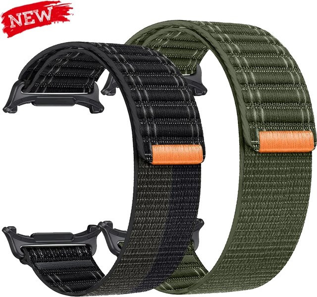 CAOWTAN Uhrenarmband Nylon, Schwarz, Unisex, für Samsung Galaxy Watch Ultra 47mm - Bild 1