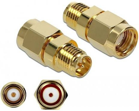 Delock 89977 HF-Adapter RPSMA-Stecker auf RPSMA-Buchse in Gold - Bild 1