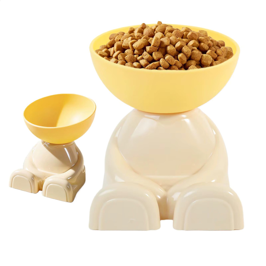 Rutschfester Multifunktions-Napf für Katzen und Hunde mit Schrägauslauf und Wasserbehälter in Gelb, Breite: 14,5 cm, Tiefe: 13,0 cm - Bild 2