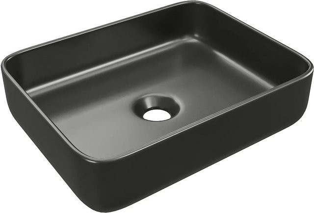 Vente-unique Aufsatzwaschbecken Juniko aus Keramik, rechteckig, Schwarz, Breite: 50 cm - Bild 1