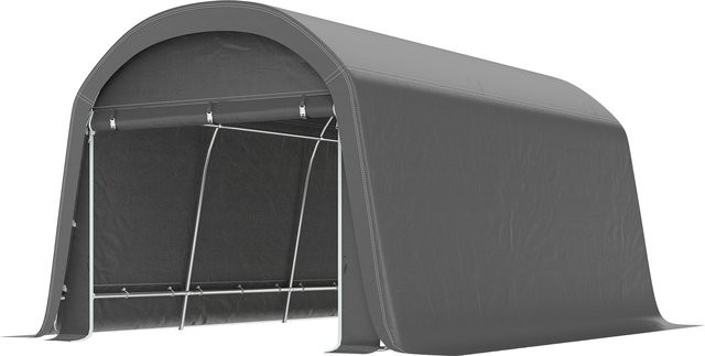 Outsunny Aufbewahrungszelt für Fahrräder und Geräte aus Kunststoff und verzinktem Stahl, Dunkelgrau, B: 300 cm, H: 230 cm, T: 450 cm - Bild 1
