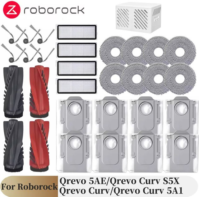 Roborock Zubehör-Set für Qrevo Curv und Qrevo S5X mit Staubbeuteln, Mopps und Hauptseitenbürstenfiltern - Bild 1