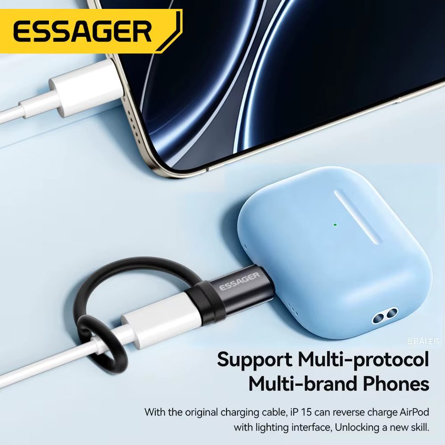 Essager USB-C-Adapter Lightning auf USB-C Konverter für iPhone und iPad, Schwarz - Bild 3