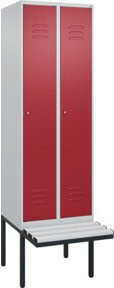 C+P Spind Classic PLUS Garderobenschrank mit Sitzbank, 2 Abteile, Lichtgrau, B/T/H: 212 x 60 x 81,5 cm - Bild 1