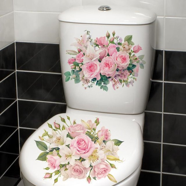 JETTING Selbstklebende Badezimmer-Dekorationsaufkleber mit Blumenmuster in Multicolour, Wasserdichte PVC Tapete im Vintage-Stil - Bild 1