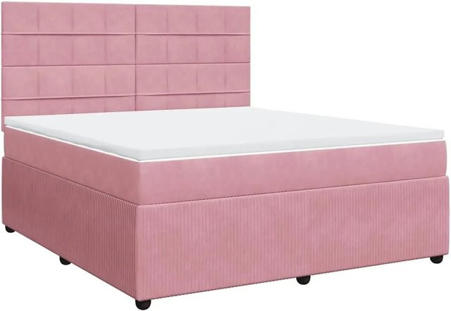 vidaXL Boxspringbett mit Matratze in Rosa aus Samt, Hybrid-Design mit Taschenfederkern, B/T: 180 x 200 cm - Bild 1