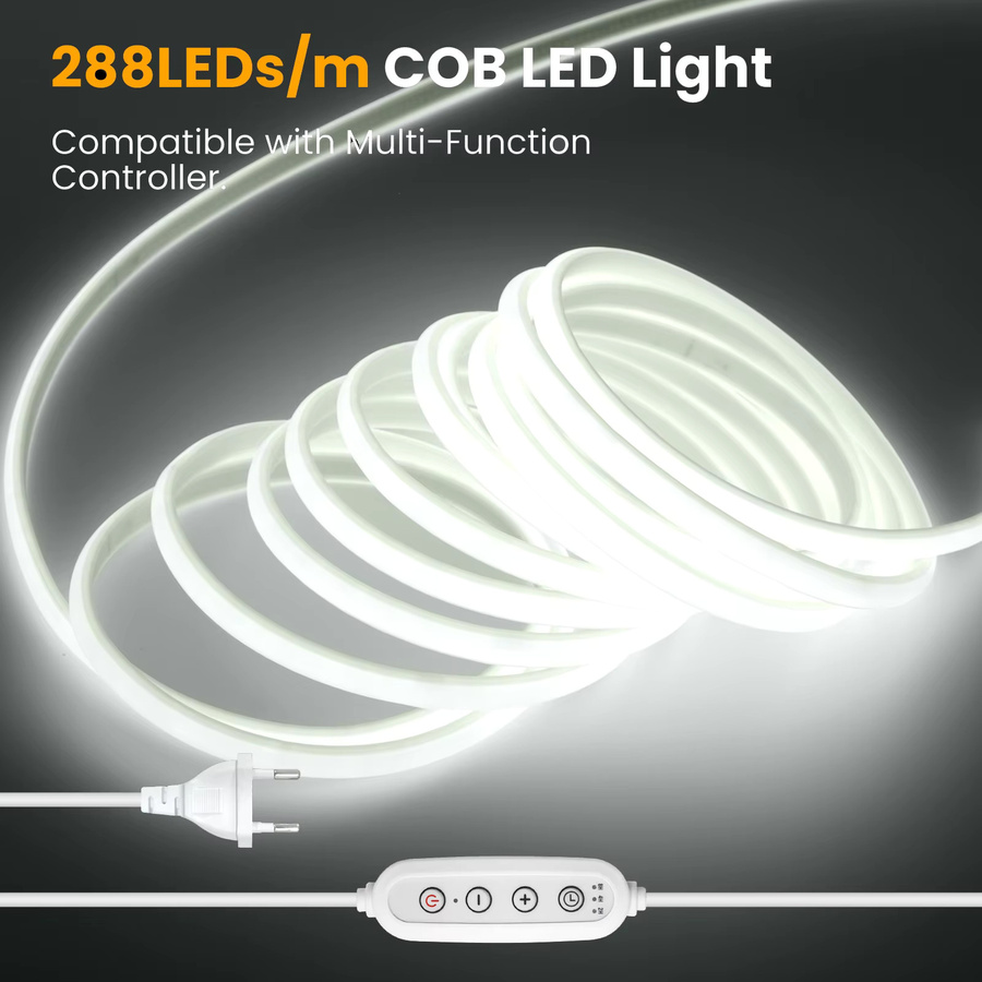 HEGEHE COB Neon LED Streifen Kit, dimmbar mit Timer, wasserdicht, 288 LEDs, weiß, AC 220V - Bild 2