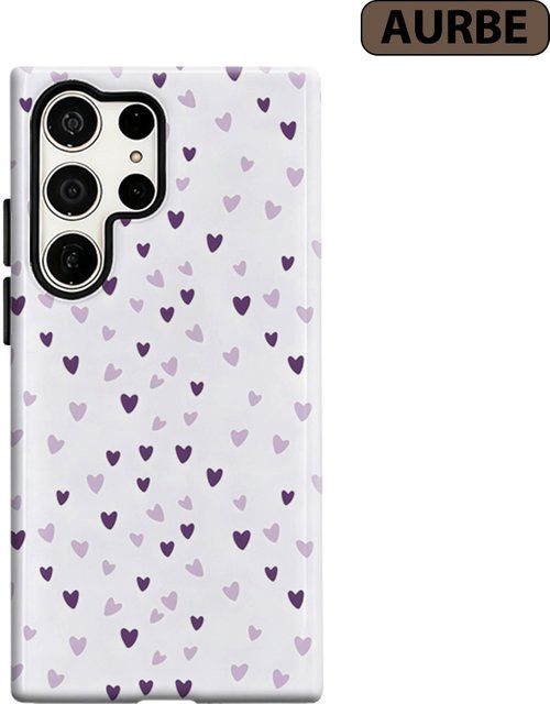 Stoßfeste Handyhülle mit Lavendel-Herz-Konfetti für Samsung Galaxy S26 S25 S24 S23 Ultra Plus in Lila und Mehrfarbig - Bild 1