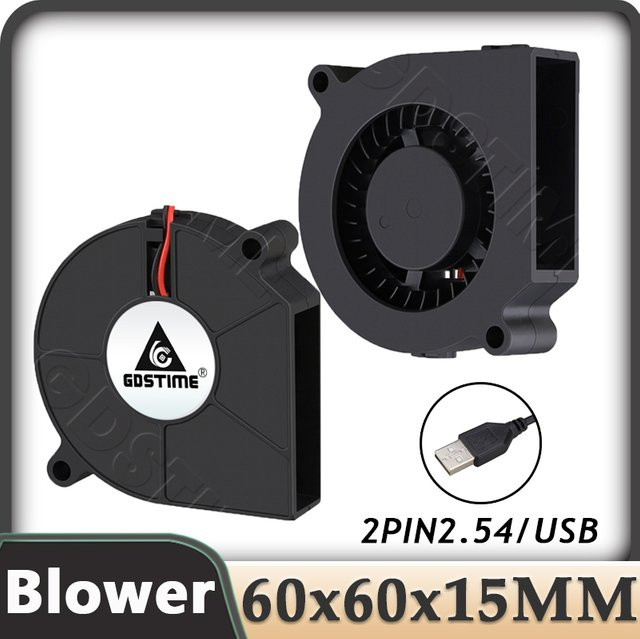 Gdstime 6015 USB-Lüfter Bürstenloser Zentrifugallüfter mit Gleitlager, Schwarz, B/H/T: 60 x 60 x 15 mm - Bild 1