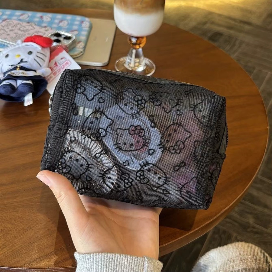 Hello Kitty Zylindrisches Federmäppchen aus Mesh-Material für Kinder und Mädchen zur Aufbewahrung von Schreibwaren oder Make-up-Pinseln - Bild 4