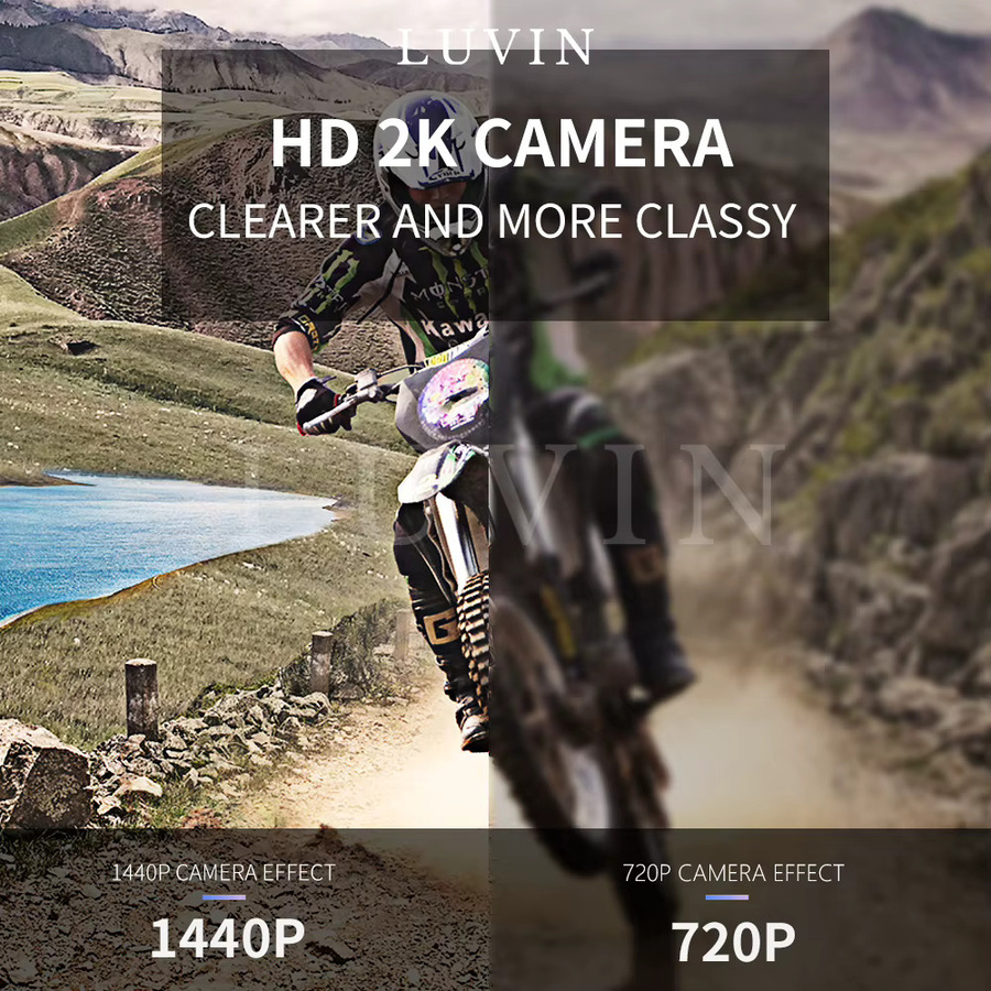 Luvin v8 Motorrad Dash Cam mit 1440P QHD Videoaufnahme, WiFi App Steuerung, Wasserdicht und Nachtsicht, Schwarz - Bild 4