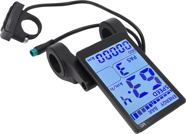 Igeteck M5 LCD Display für elektrisches Fahrrad und Elektroroller, wasserdicht, 5-Pin, passend für 22,2 mm Lenker, schwarz - Bild 1