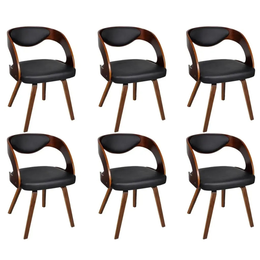 6er Set vidaXL Esszimmerstühle aus Kunstleder in Braun und Schwarz-braun im modernen Design - Bild 2