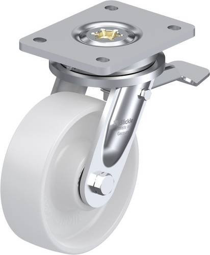 Blickle Lenkrolle LO-PO 150K-ST mit Feststeller in Weiß und Stahl, Rad-Durchmesser: 150 mm, Tragfähigkeit: 400 kg - Bild 1