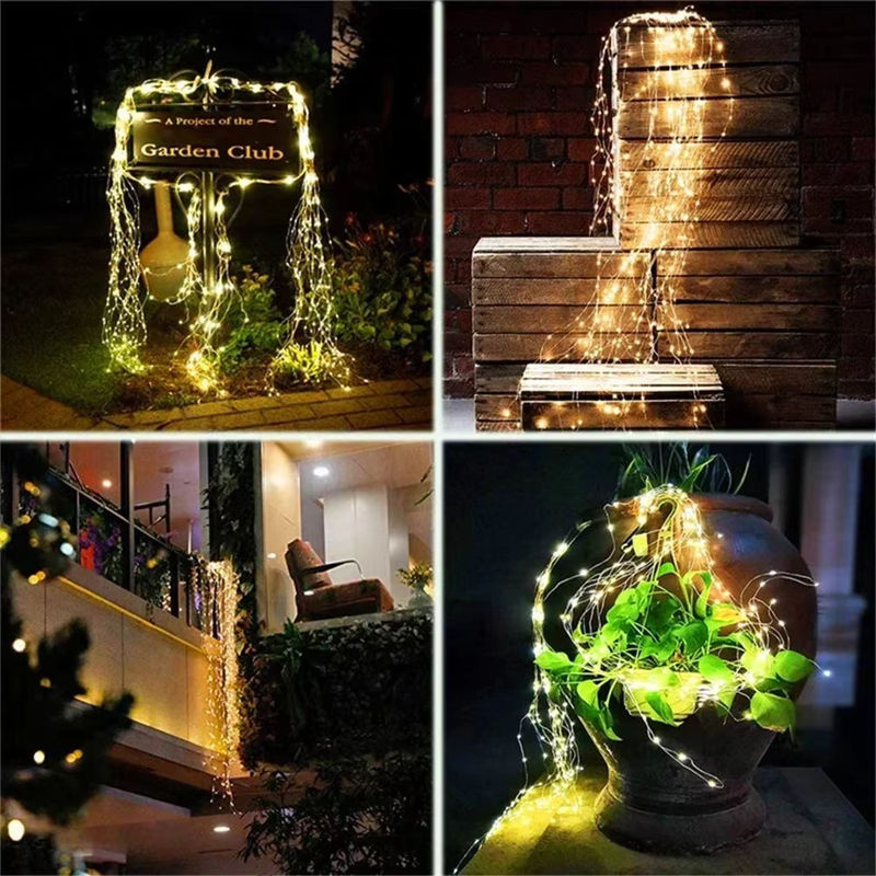 Solar-Lichterkette für den Außenbereich mit Warmweißem LED-Wasserfall-Effekt und Dämmerungssensor - Bild 2