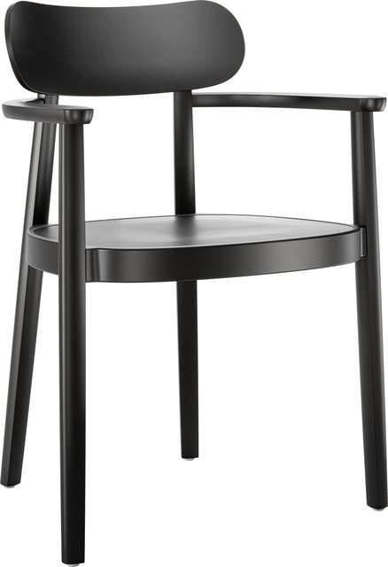 Thonet 118 Mfv Armlehnstuhl aus Buche mit Rohrgeflecht in Schwarz - Bild 1