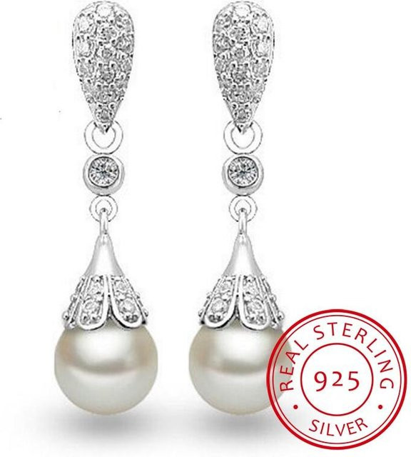 Wucifang Jewelry Ohrringe, 925 Silber, Süßwasserperle, Damen - Bild 1