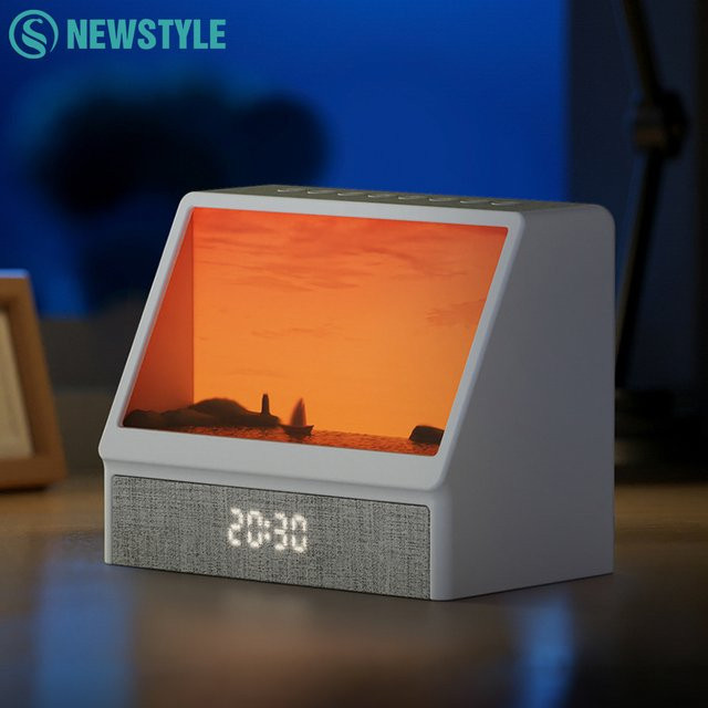 Sonnenaufgang Wecker mit Bluetooth und Nachtlicht in Weiß inklusive Fernbedienung und 5-stufiger Helligkeitsregulierung - Bild 1