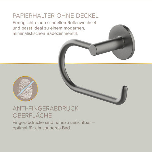 LENZ Toilettenpapierhalter SIVO aus Metall in Graphit Grau zur Montage durch Kleben oder Bohren - Bild 2