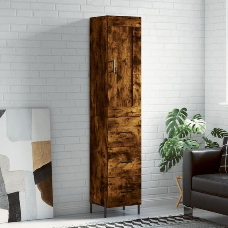 Vidaxl Highboard in Räuchereiche Braun im Industrial Design aus Holzwerkstoff und Metall, B/T/H: 34,5 x 34,5 x 180 cm - Bild 1