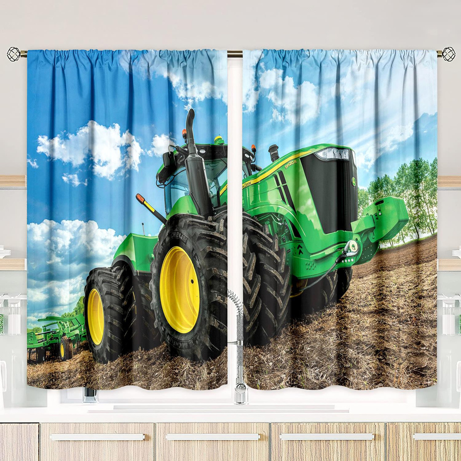Yiran Furniture Vorhang Set mit Bulldozer-Motiv, 2er-Pack, halbtransparent, Polyester, Mehrfarbig, Breite: 76,2 cm, Höhe: 165,1 cm - Bild 2