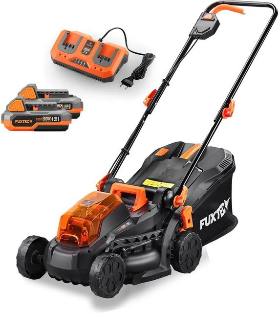 FUXTEC 40V Akku Rasenmäher FX-E1RM20 SET in Schwarz mit 33 cm Schnittbreite, 35 l Fangkorb und 2x 20V 2Ah Akkus - Bild 1