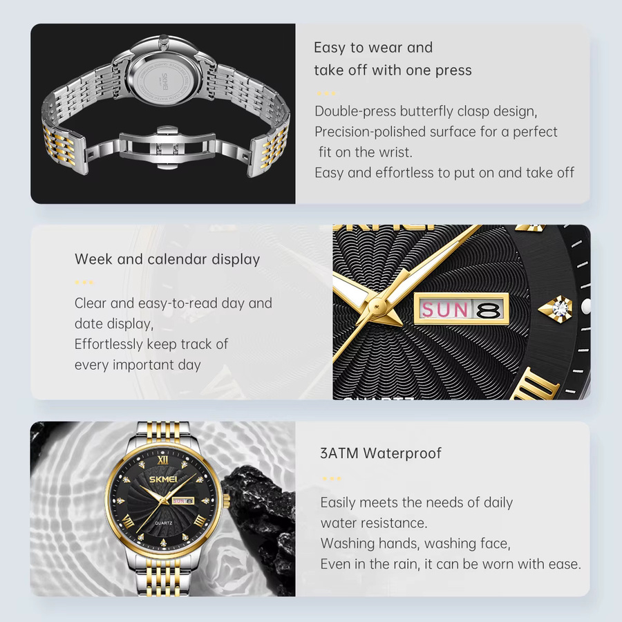 SKMEI Armbanduhr Quarz, Edelstahl, Silber, Unisex - Bild 5