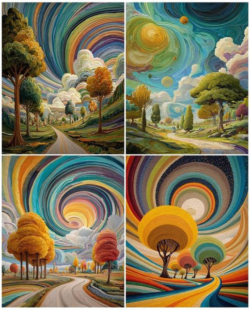 GATYZTORY Malen nach Zahlen Set mit abstrakter Landschaft aus Himmel und Bäumen auf Leinwand in Multicolor - Bild 1