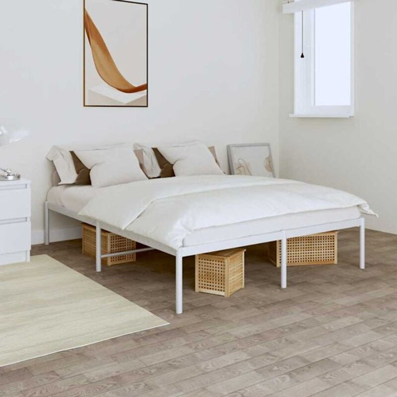 Vidaxl Metallbett in Weiß im klassischen und minimalistischen Design, Breite: 160 cm, Länge: 200 cm - Bild 1