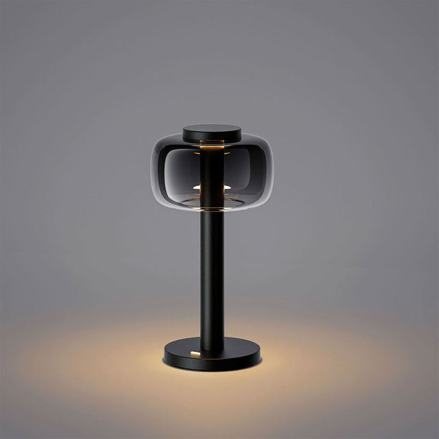 ELLE Decoration Odeon LED-Akkuleuchte in Schwarz mit transparentem Glas, dimmbar und Touch-Steuerung - Bild 1