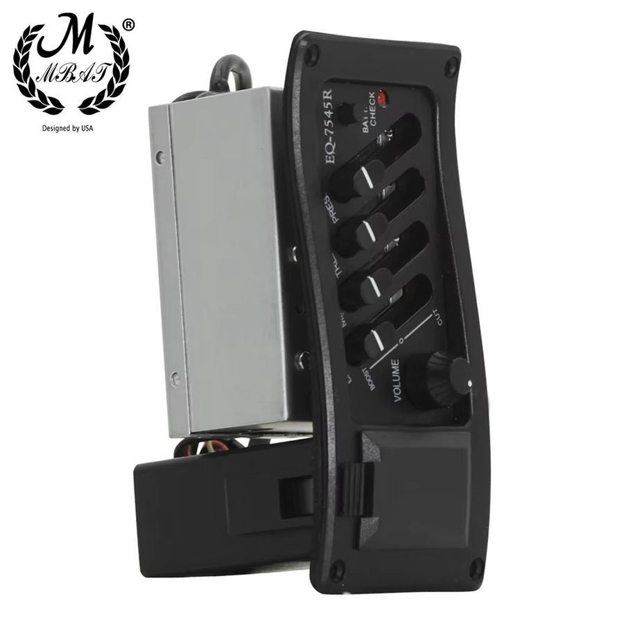 IRIN M MBAT EQ-7545R 4-Band Equalizer Vorverstärker mit Piezo-Tonabnehmer für Akustikgitarren in Schwarz - Bild 3