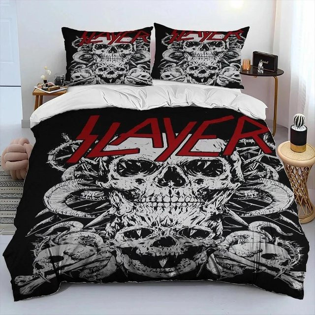 Slayer Heavy Metal Band 3D Bettwäsche-Set aus Mikrofaser, Schwarz, 3-teilig, Breite: 70 cm, Länge: 133 cm - Bild 1