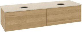 V&B Waschtischunterschrank Antao mit Beleuchtung ohne Frontstruktur, Farbe Botticino und Honey Oak, B: 160 cm, T: 50 cm - Bild 1
