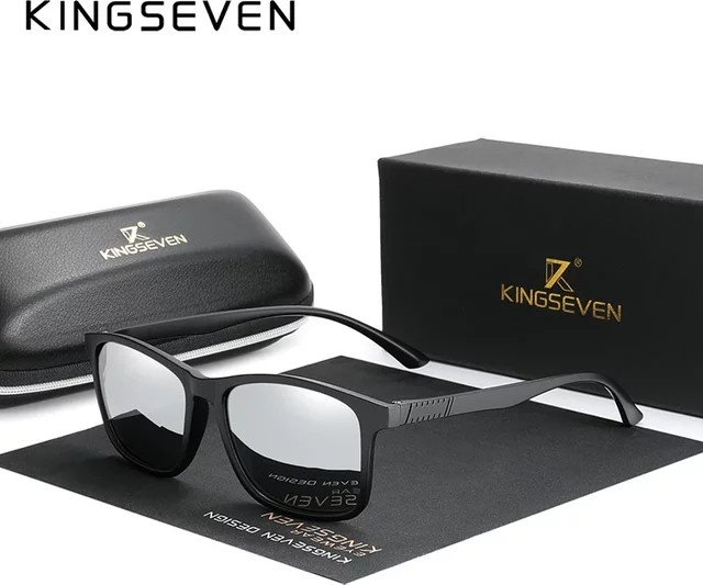 KINGSEVEN Sonnenbrille, TR90, Vollrand, Schwarz, Unisex, polarisiert - Bild 1