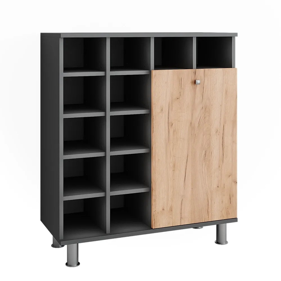 Vicco Wäscheschrank Fynn modern in Anthrazit und Eiche mit Schranktüren und Regalböden - Bild 2