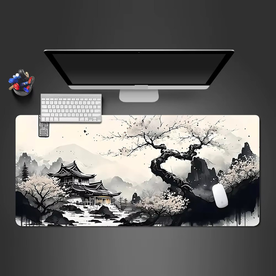 Mauspad Sakura Landschaft XXL Schreibtischunterlage für Gamer und Büro, B/T: 100 x 50 cm, Dicke: 0,3 cm, Multicolour - Bild 6