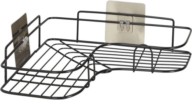Relaxdays Eckregal aus Eisen in Schwarz, wandmontiert ohne Bohren, B/T/H: 26 x 26 x 5,5 cm - Bild 1
