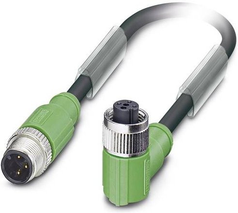 Phoenix Contact 1502387 Sensor-Aktor-Steckverbinder M12 Stecker gerade und Buchse gewinkelt, grau und grün, 2,00 m - Bild 1