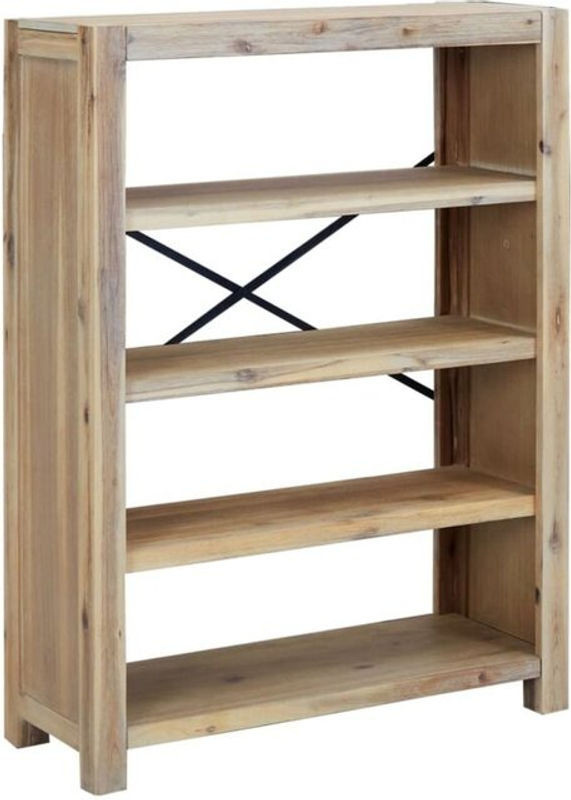 vidaxl Bücherregal aus Massivholz Akazie in Braun und Natur im Industrial Design, B/T/H: 80 x 30 x 110 cm - Bild 1