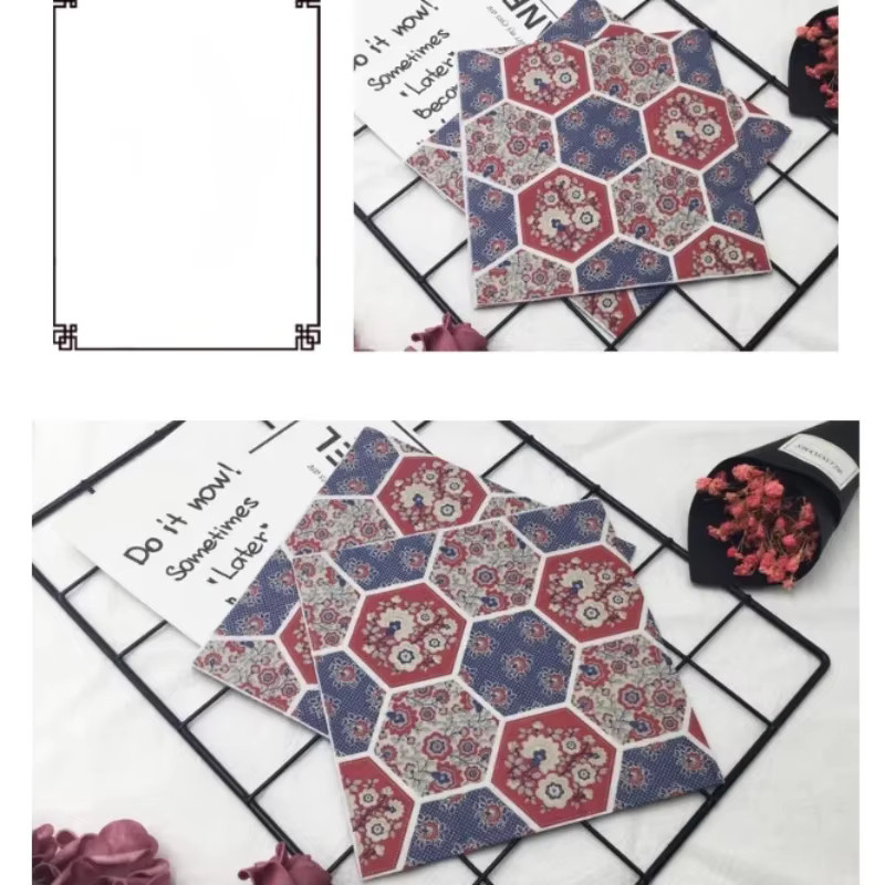GUANYAO Servietten mit buntem chinesischem Blumenmuster im orientalischen Design für Hochzeit und Party - Bild 3
