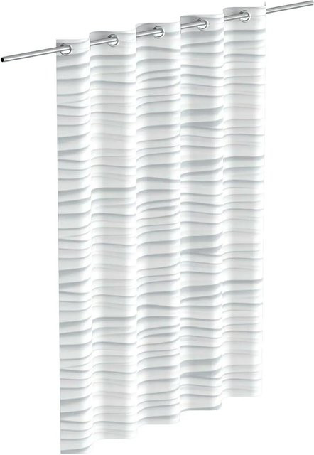 Eisl Textil Duschvorhang White Wave in Weiß, wasserdicht und schimmelresistent, B: 180 cm, H: 200 cm - Bild 1