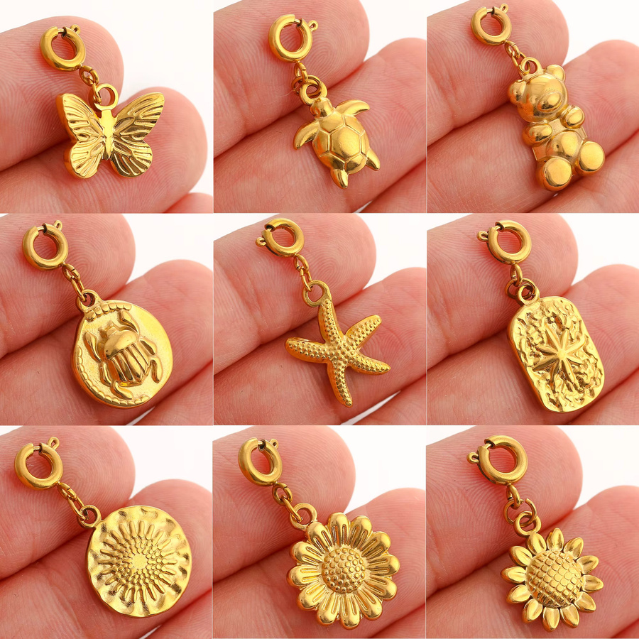 Charm Anhänger Edelstahl, 18K vergoldet, Gold, Unisex - Bild 2