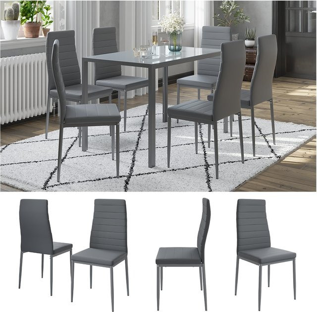 Vicco Esszimmerstuhl Grand Metall Grau, 6er Set, modern, B: 42,5 cm, H: 96 cm, T: 48 cm - Bild 1