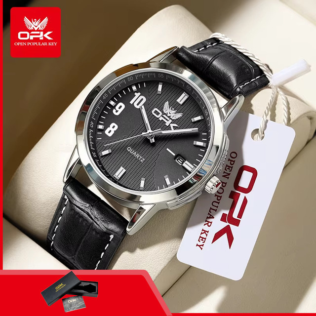OPK Armbanduhr Quarz, Leder, Schwarz, Herren - Bild 1